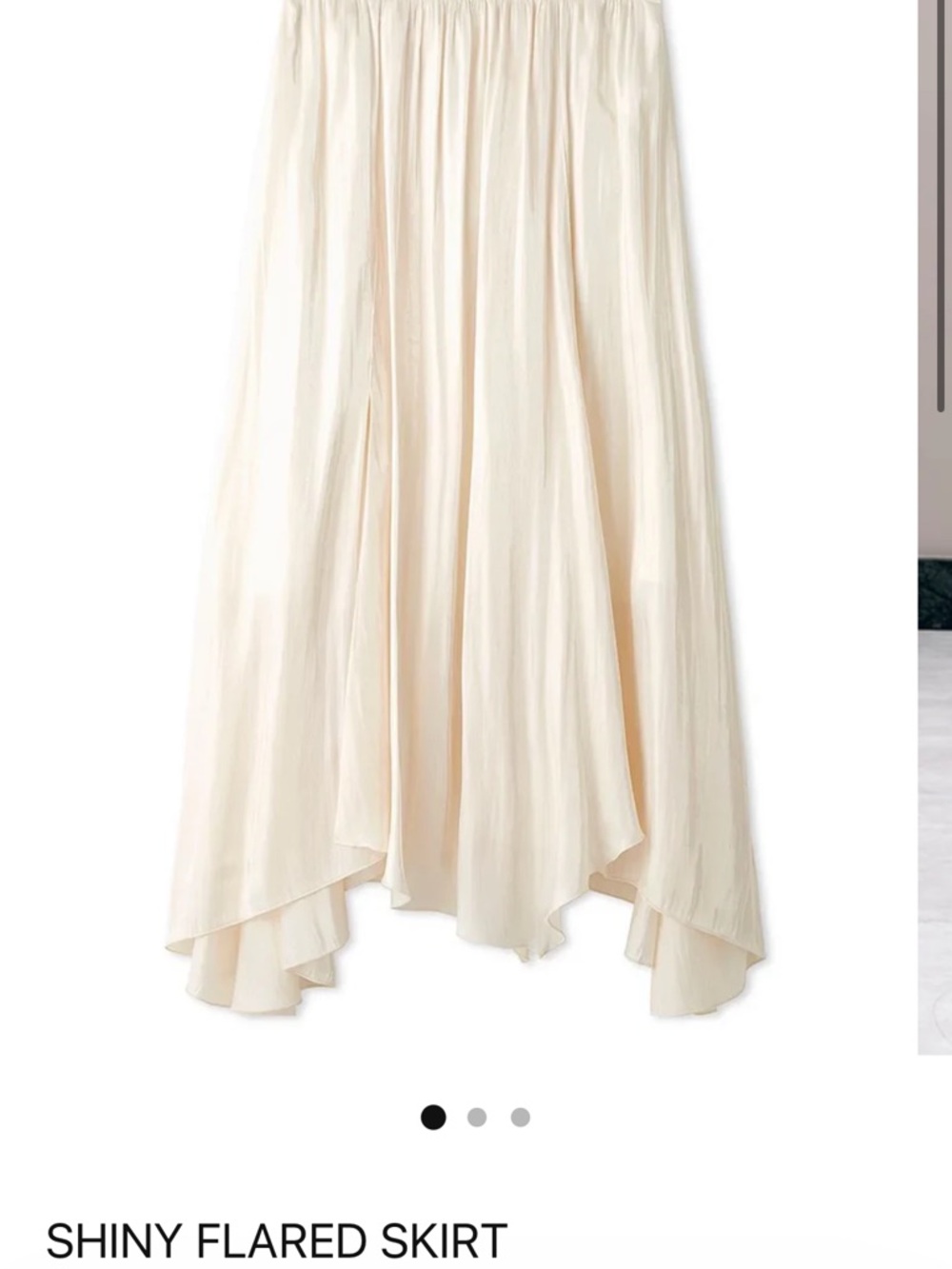 Snidel Women’s High-Low Flared Skirt in Cream shiny flared skirt